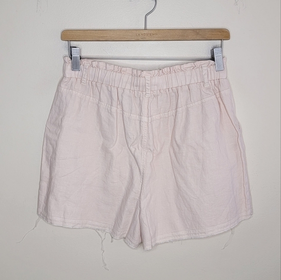 NWT Cloth & Stone | Linen Blend Beige Drawstring Shorts with Frayed Hem Small - Picture 4 of 5